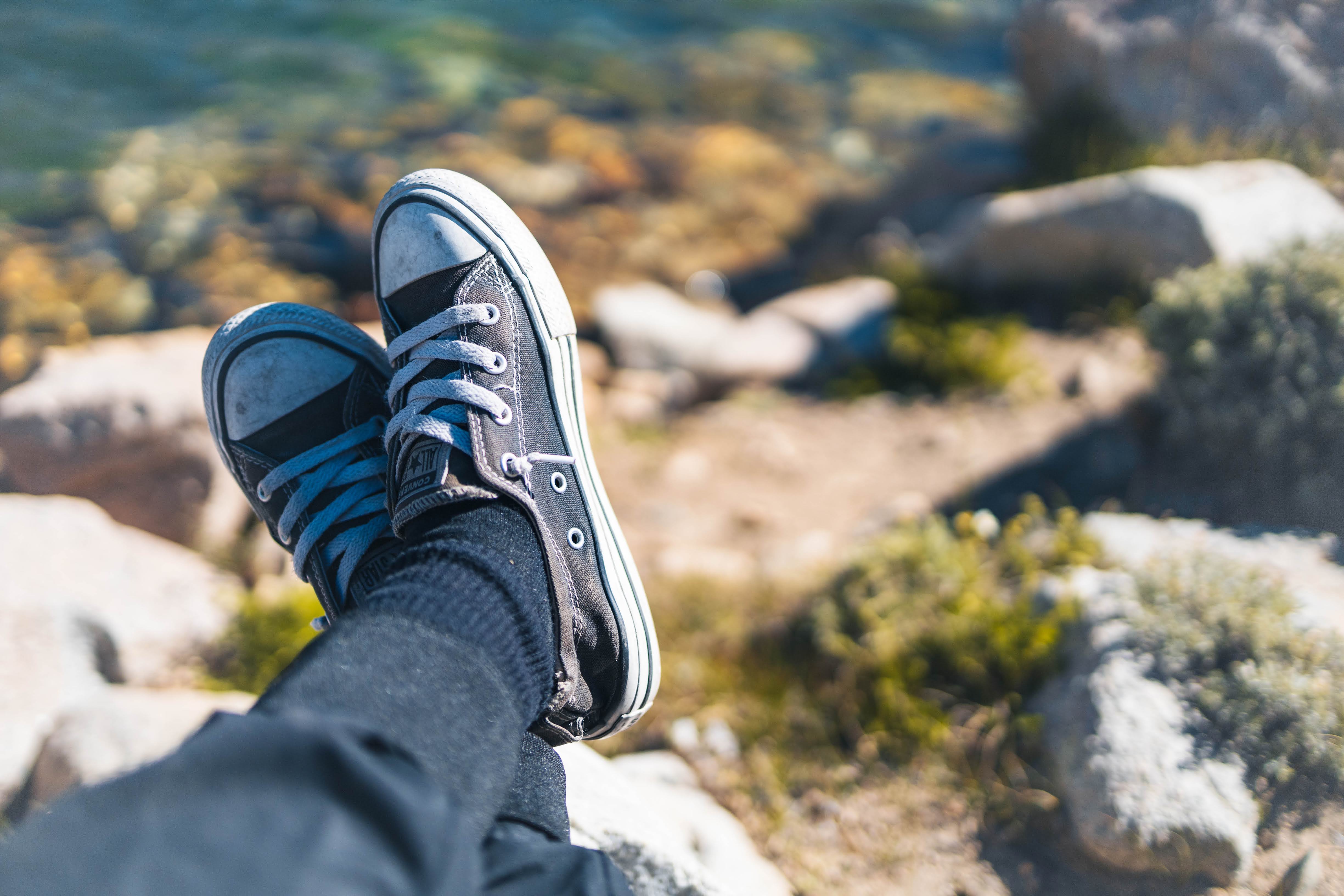 relaxing lakeside with chucks